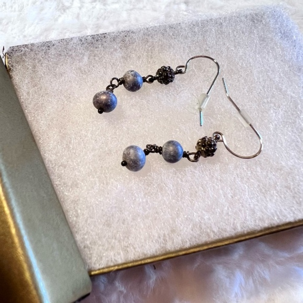 Vintage Elegant Blue Beaded Coral Earrings from Metro museum of Art New York